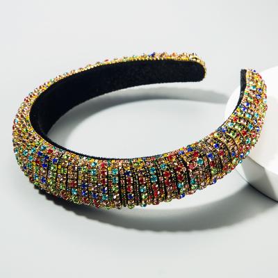 China Hot Selling Daily Life Fashion Colorful Diamond Sponge Women Hair Band Headband With Rhinestone for sale