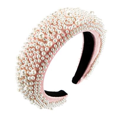 China Daily Lifestyle Hot Pearl Wide Edge Full Thickened Luxury Sponge Headband Hair Accessories for sale