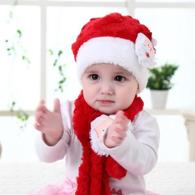 China Santa Wear Christmas Plush Children's Warm Warm Scarf Baby Christamas Decoration Style Hat Two-Piece Set for sale