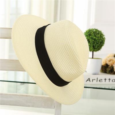 China Striped Cheap Personality Panama Hats Simple Beach Sun Summer Knit Straw Sun Hat Hats for sale