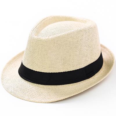 China Striped Hot Seller Print Vellum Paper Straw Panama Hat Black for sale