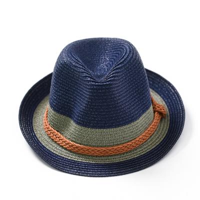 China Paper Hats Straw Men Jazz Hats Trilby Gangster Cap Beach Sun Striped Summer Straw Hat for sale