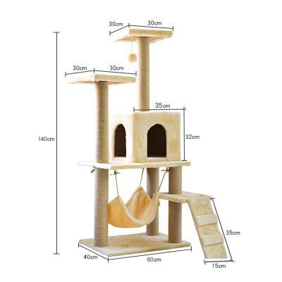 China Sustainable Luxury Designer Funny Sisal Scratching Tree Climbing Cat Tree House Indoor Cat House Cat Tree Tower for sale