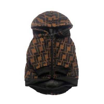 China New 2021 Fashionable Famous Viable Custom Made Luxury Designer Dog Coat Pet Hoodie OEM Logo Warm Dog Winter Coat for sale