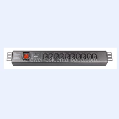 China Safewell 19inch 1.5U IEC320 Basic PDU SW-1.5U-10IECC13-K-L for sale