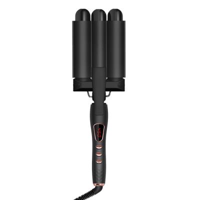 China Triple Barrel Hair Curler 3 Barrel Double Curling Iron Wand Tension For Long Hair for sale