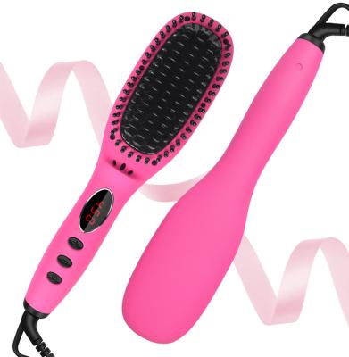 China Heat Adjustable Settings LCD Display Hair Straightener Ceramic Ionic Brush For Women for sale