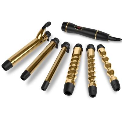 China New Ceramic 6 in 1 Curler Set Hair Curler Set Interchangeable Ceramic Curler Hair Curler Hair Straightener Wave Roller Coat Iron Hair Curling Iron Coat for sale