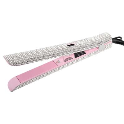 China Bling Hair Flat Iron Hair Straightener with Crystal Diamond Professional Wholesale Bling Flat Iron Customized Hair Straightener Diamond Crystal Bling Titanium Hair Straightener Flat Iron for sale