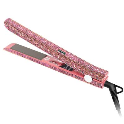 China Highest Standard Portable Hair Straightener Crystal Diamond Bling Flat Iron Ceramic Fast Heating 470 Degree for sale