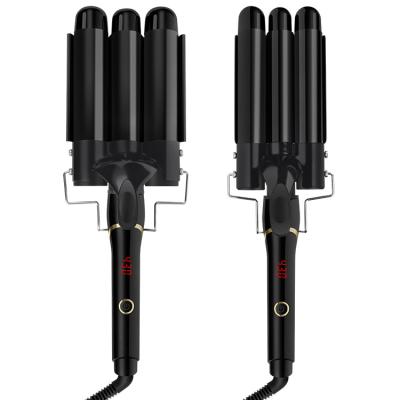 China Professional Double Barrel Hair Curler Tension Triple Barrel Hair Curler Triple Curling Iron For Waves for sale