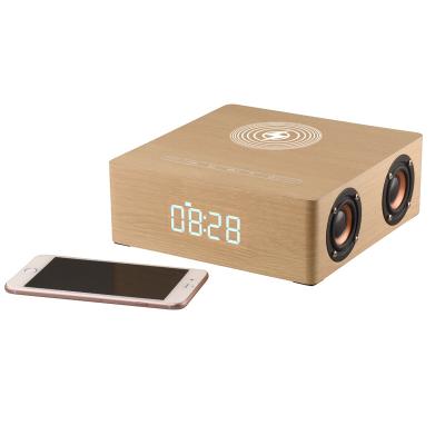 China 2020/2021 Bestselling MP3/MP4 Player Portable LED Display Wooden Wireless Speaker Alarm Clock Speaker for sale