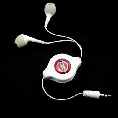 China Portable High Quality Double Sides Retractable Headset 3.5mm Stereo Cable Earphone for sale