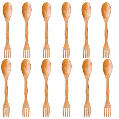 China New Disposable Spoon Fork Knife Biodegradable Wooden Cutlery Eco-Friendly for sale