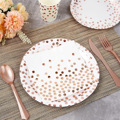 China Disposable Eco-friendly Party Tableware Set Custom Printed Soup Plates Napkin Party Set Supplies Disposable Birthday Party for sale