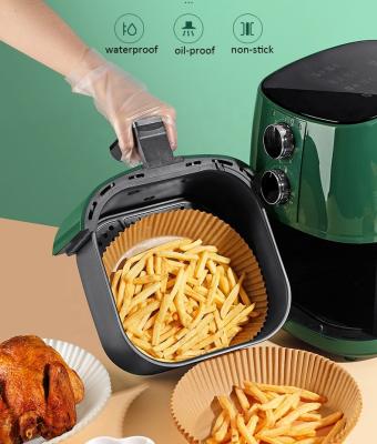 China Custom Logo Air Fryer Liner 100PCS Disposable Paper Non-Stick Round Parchment Paper for Baking for sale