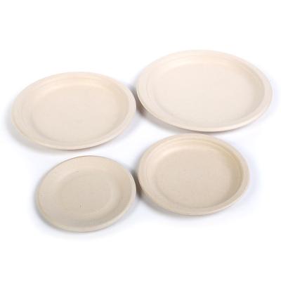 China Disposable Bagasse Paper Plate Disposable Biodegradable Dish Tableware Custom Logo for sale