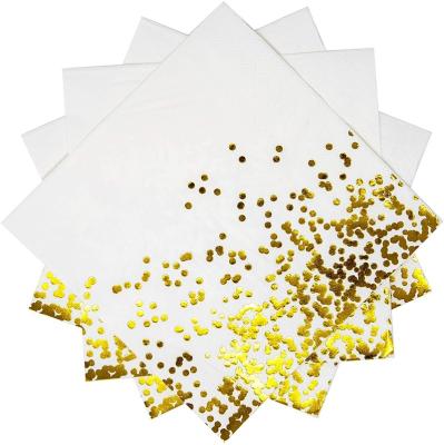 China Customized Printed Tissue Paper Napkins Gold Foil 3-Ply Airlaid Biodegradable Paper Napkins for sale