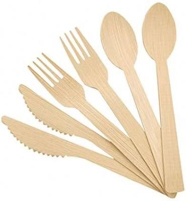 China Hot Selling Disposable Cutlery Spoon Fork Knife Degradable Disposable Wooden Tableware Set for sale