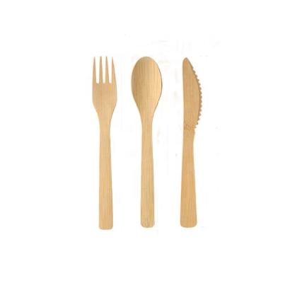 China Hot Selling Disposable Nature Disposable Flatware Set Spoon Knife Fork Bamboo Cutlery Set For Restaurant for sale