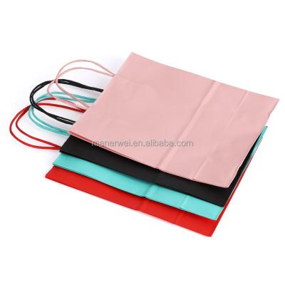 China Recyclable Wholesale Custom Printed Logo Gift Craft Shopping Kraft Paper Bag With Handles for sale