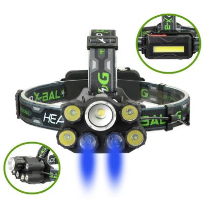 China Bailong Zoomable Super Bright Blue Light Weight Rechargeable Camping Headlamp for sale