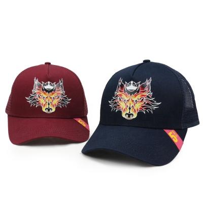 China breathable & Custom Wholesale Printed Logo 5 Panel Trucker Mesh Hat Cap Waterproof for sale