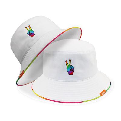 China FL-BK023 Custom Printed Image Plain Logo Twill Cotton Cartoon Pattern Bucket Hat 100% Retractable Headwear For Summer Beach for sale