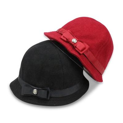 China Custom 100% picture fashion bucket hat wool dome with elegant temperament tweed felt hat hat for sale