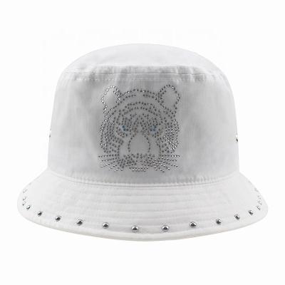 China Wholesale Logo Hats Women And Men Custom Hip Hop Diamond Bling Bucket Hats For Picture Fashion Rhinestone for sale