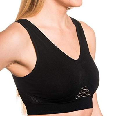 China Breathable Adjustable Strap Full Coverage Bra Push Up Black Sports Bra Compression Sports Bra For Women for sale