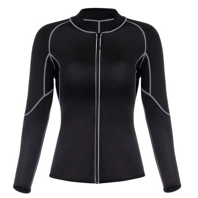 China Antibacterial Women Long Sleeve Neoprene Sauna Workout Shirt Body Shaper Fitness Gym Sweat Jacket for sale