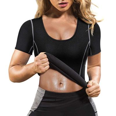 China Hot Antibacterial Women Body Neoprene Sweat Weight Loss Shapers Slimming Sauna Gym T-shirt for sale