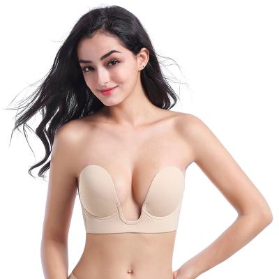 China Invisible Antibacterial Women Push Up Bras Dress Sticky Sticky Wedding Party Bra Strapless Self Adhesive Silicone Adhesive Bra for sale