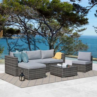 China Modern Custom Popular Luxury UV Protection Outdoor Patio Furniture L Shaped Hotel Hotel Furniture Rattan Design for sale