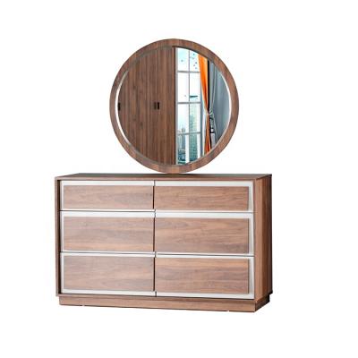 China Adjustable (Other) Custom Design Brown Luxury Premium Hot Wood Ladies 6 Double Dresser Makeup With Mirror for sale