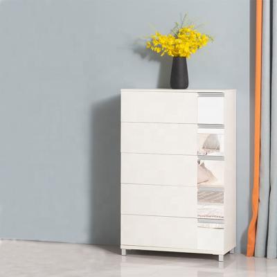 China (Other) Dongguan 5 Drawer Chest Of Drawers Nordic High Gloss Wood Mirrored Adjustable Bedroom Furniture for sale