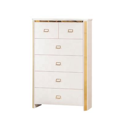 China China Factory Direct White (Other) Luxury High Gloss Wood Chest Adjustable 6 Drawer Furniture And Gold For Bedroom for sale