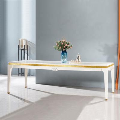 China (Size)Adjustable Italian Design Mid Century Large Shinny White And Gold Silver Wood Luxury Coffee Tables for sale