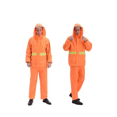 China wholesale three dimensional cut 3D split waterproof high visibility orange environmental rain coat for sale