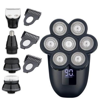 China Seven Blade Small Portable Smart 7D Floating Rotary Men's Wet And Dry Electric Shaver for sale