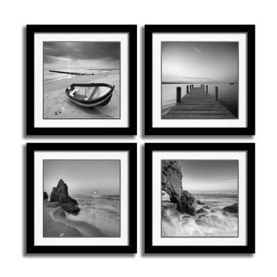 China High Quality Waterproof+ECO-Friendly Four-piece Black Landscape Wood Frame Painting 30*30 for sale