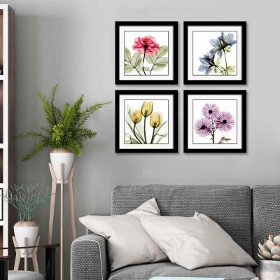 China Waterproof+ECO-Friendly Modern Home Decoration Painting High Quality Four Frames Painting Flower Painting 30*30 for sale