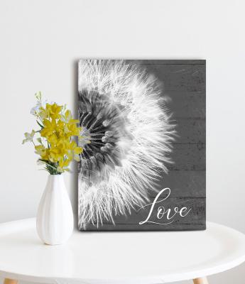 China Waterproof+ECO-Friendly Wall Art Modern Home Decoration Canvas Painting Gray Dandelion Flower Painting for sale