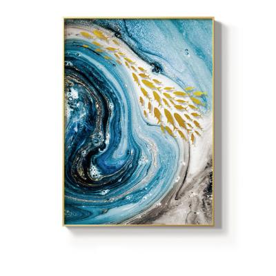 China Abstract Wall Art Canvas Oil Painting of Gold Leaf Abstract Hand Painted Fishes for sale