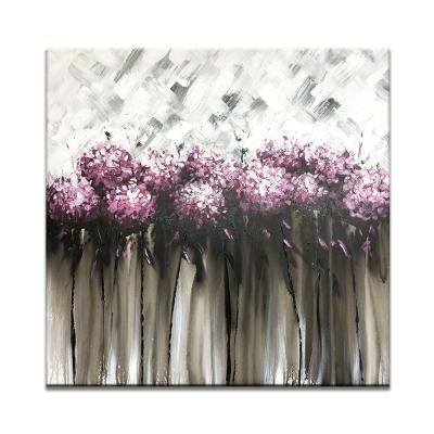 China Waterproof + Eco-friendly Abstract Purple Handmade Flower Oil Painting Canvas Wall Art Home Decoration for sale