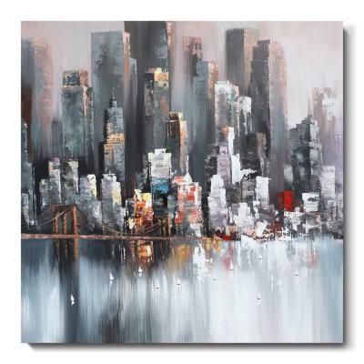 China Abstract Handmade Home Decoration Painting Abstract City Oil Painting for sale