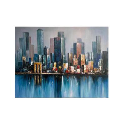 China Cityscape Waterproof Bridge Stretched Modern Artwork Canvas Wall Art Abstract Oil Painting for sale