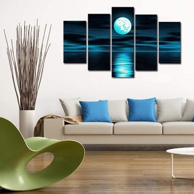 China Blue Moon Canvas Wall Art Acrylic Hand Painted Painting Modern Landscape Homedecoration for sale