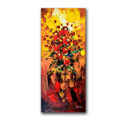 China Environmental Materials Knife Painting Wall Art Gold Handmade Abstract Flower Painting For Living Room Decor for sale